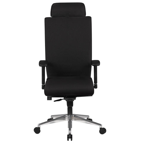 Rootz Office Chair - Black Fabric - Desk Chair - Boss Chair - Swivel Chair with Synchronous Mechanism - Headrest (120kg)