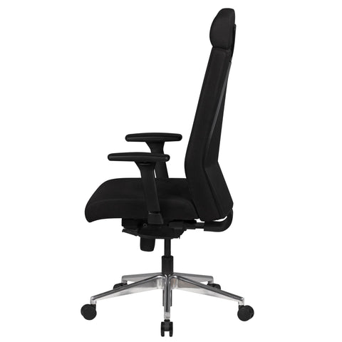 Rootz Office Chair - Black Fabric - Desk Chair - Boss Chair - Swivel Chair with Synchronous Mechanism - Headrest (120kg)