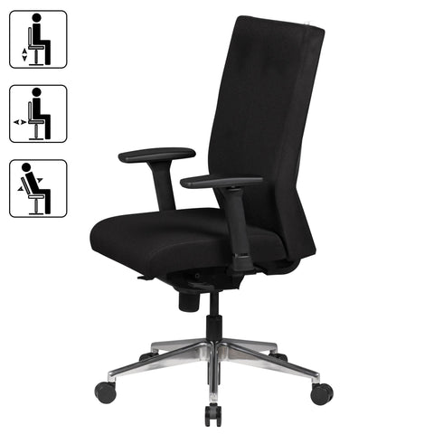 Rootz Office Chair Cover - Black Fabric - Executive Chair - Swivel Chair with Synchronous Mechanism - Armrest - XXL (120kg)