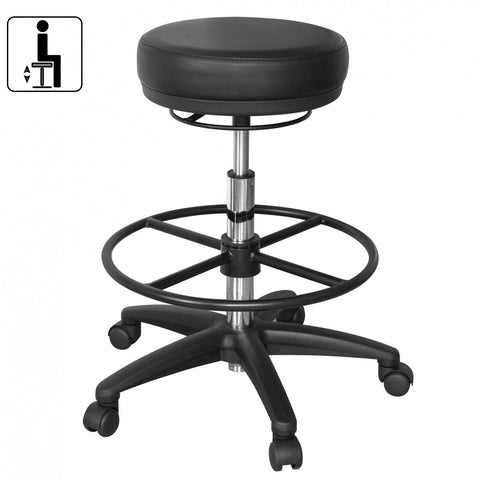 Rootz Adjustable Stool - Work Stool - Swivel Stool - Height Adjustable - Synthetic Leather - Black