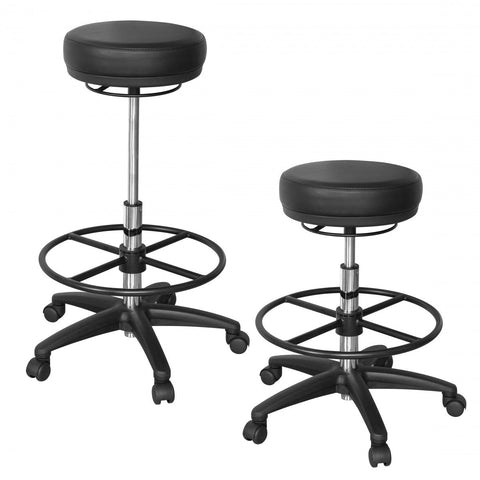 Rootz Adjustable Stool - Work Stool - Swivel Stool - Height Adjustable - Synthetic Leather - Black