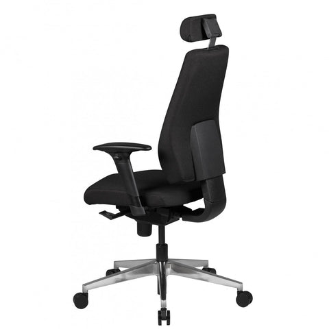 Rootz Desk Chair - Black Fabric - Modern Executive Chair - Swivel Chair with Synchronous Mechanism - Work Chair with Headrest (120kg) - Height-Adjustable Office Armchair with Rocker Function