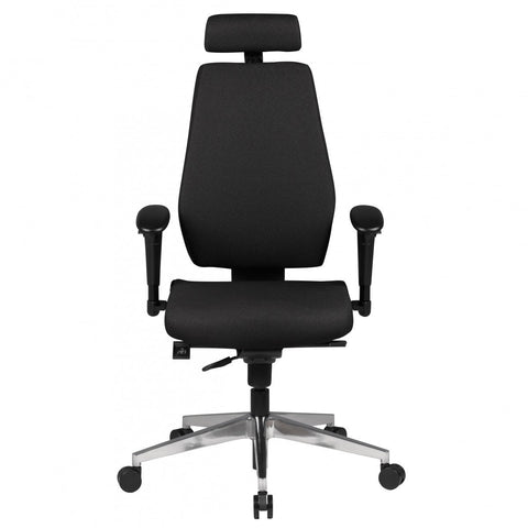 Rootz Desk Chair - Black Fabric - Modern Executive Chair - Swivel Chair with Synchronous Mechanism - Work Chair with Headrest (120kg) - Height-Adjustable Office Armchair with Rocker Function