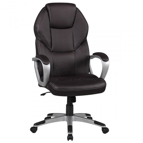 Rootz Office Chair - Brown Leatherette - X-XL Executive Armchair - 120KG Swivel Chair with Armrests - Desk Chair