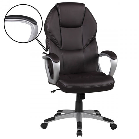 Rootz Office Chair - Brown Leatherette - X-XL Executive Armchair - 120KG Swivel Chair with Armrests - Desk Chair