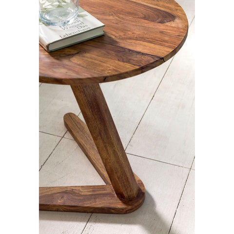 Rootz Side Table - Coffee Table - Solid Wood - - 45 x 45 cm - Round - Brown