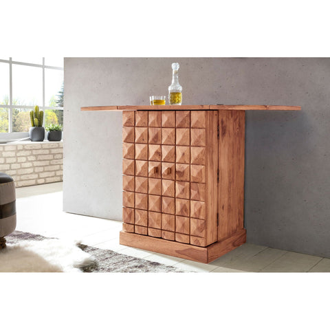 Rootz Home Bar – Ausklappbare Bar – Vitrine – Weinaufbewahrung – Getränkeaufbewahrung – Massivholz-Akazie – Landhausstil – Barschrank