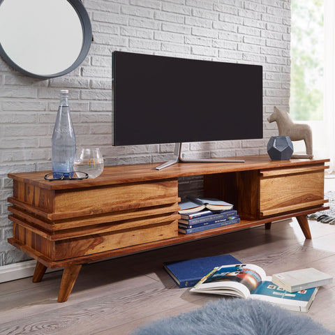 Rootz TV Stand - Sheesham Lowboard - 145 cm - Country Style TV Cabinet with Storage Compartment