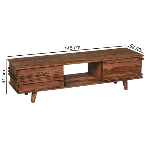 Rootz TV Stand - Sheesham Lowboard - 145 cm - Country Style TV Cabinet with Storage Compartment