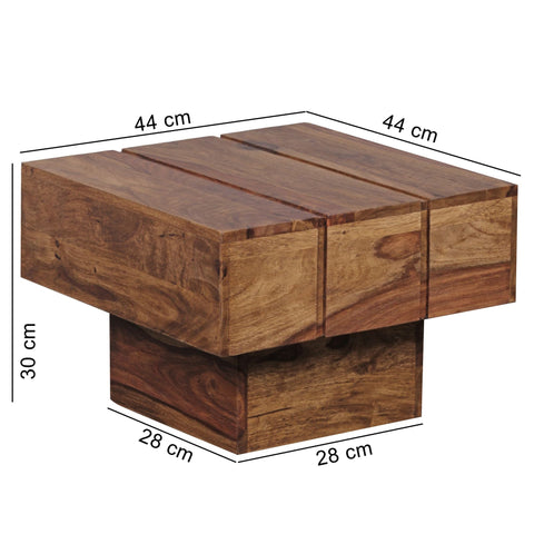 Rootz Coffee Table - Solid Wood Coffee Table - Side Table - Square - Brown - Handmade