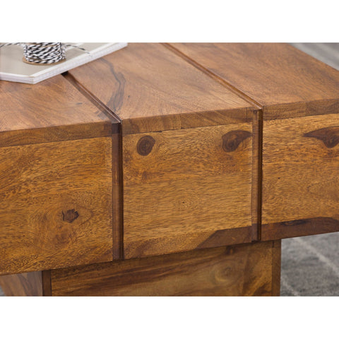 Rootz Coffee Table - Solid Wood Coffee Table - Side Table - Square - Brown - Handmade