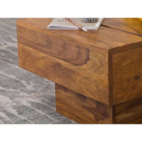 Rootz Coffee Table - Solid Wood Coffee Table - Side Table - Square - Brown - Handmade