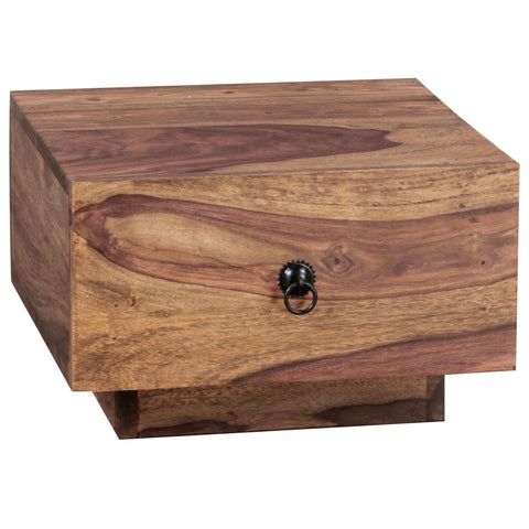Rootz Nightstand - Bedside Table - Sheesham Wood Design - Modern Chest of Drawers - Natural Wood Bedside Table - 40x40x25 cm