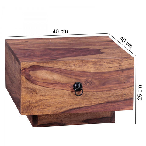 Rootz Nightstand - Bedside Table - Sheesham Wood Design - Modern Chest of Drawers - Natural Wood Bedside Table - 40x40x25 cm