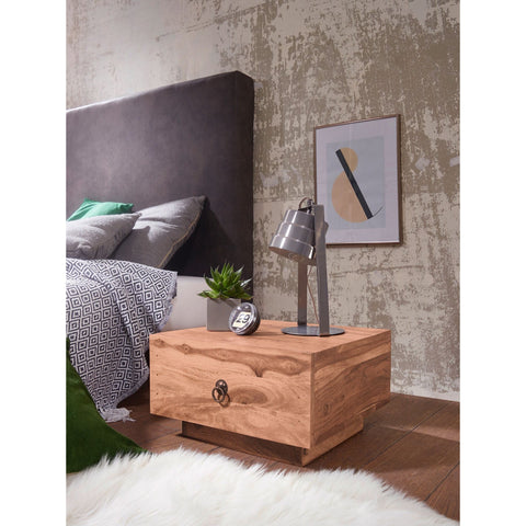 Rootz Bedside Table - Solid Wood Acacia Bedside Table - Bedside Tables - Drawer - 25cm High