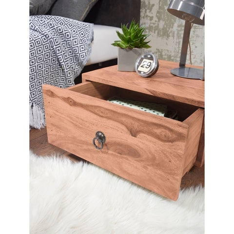 Rootz Bedside Table - Solid Wood Acacia Bedside Table - Bedside Tables - Drawer - 25cm High