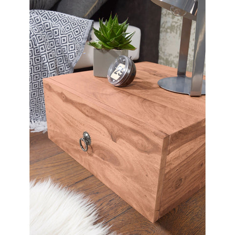 Rootz Bedside Table - Solid Wood Acacia Bedside Table - Bedside Tables - Drawer - 25cm High