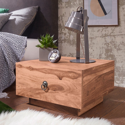 Rootz Bedside Table - Solid Wood Acacia Bedside Table - Bedside Tables - Drawer - 25cm High