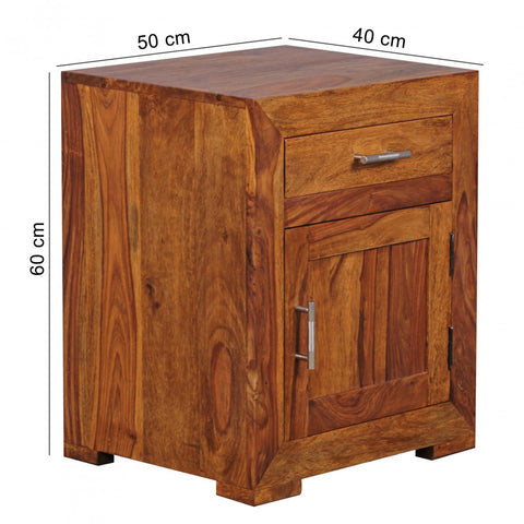 Rootz Bedside Table - Solid Wood Bedside Table - - Drawer - Door - Bedside Tables