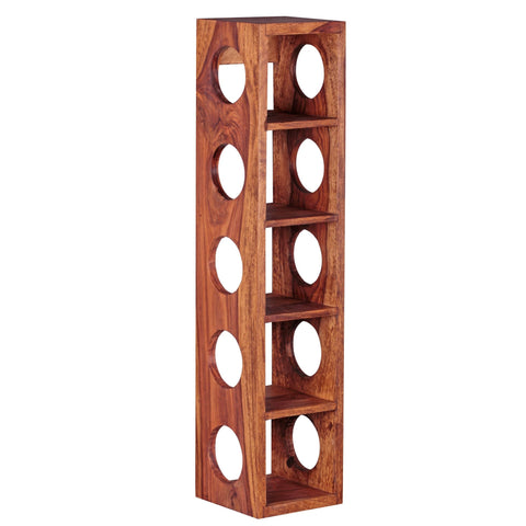 Rootz Solid Wood Wine Rack - Solid Wood - Acacia - - 5 Bottles - 70cm - Wine Holder - Brown