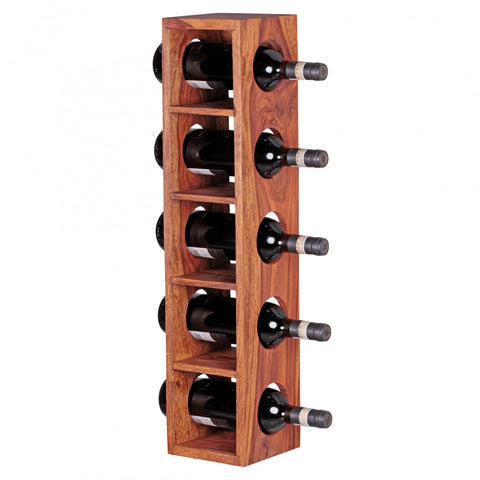Rootz Solid Wood Wine Rack - Solid Wood - Acacia - - 5 Bottles - 70cm - Wine Holder - Brown