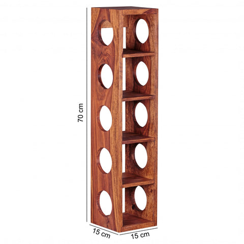 Rootz Solid Wood Wine Rack - Solid Wood - Acacia - - 5 Bottles - 70cm - Wine Holder - Brown