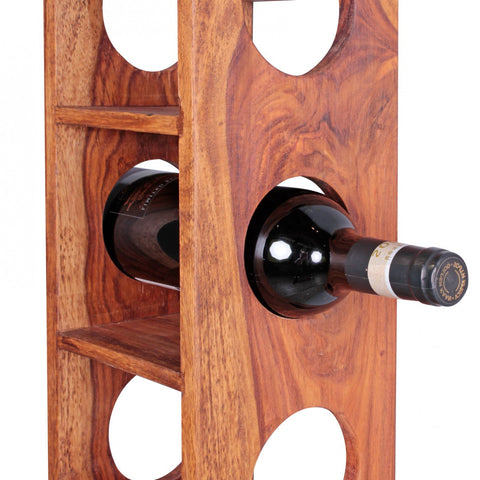 Rootz Solid Wood Wine Rack - Solid Wood - Acacia - - 5 Bottles - 70cm - Wine Holder - Brown