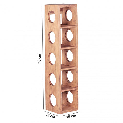 Rootz Solid Wood Wine Rack - Solid Wood - Acacia - - 5 Bottles - 70cm - Wine Holder - Brown