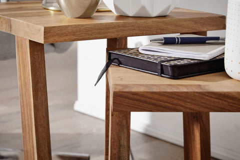 Rootz Beistelltische – 2er-Set aus Sheesham-Massivholz – Design-Loungetische – quadratisches Nachttisch-Set im Landhausstil