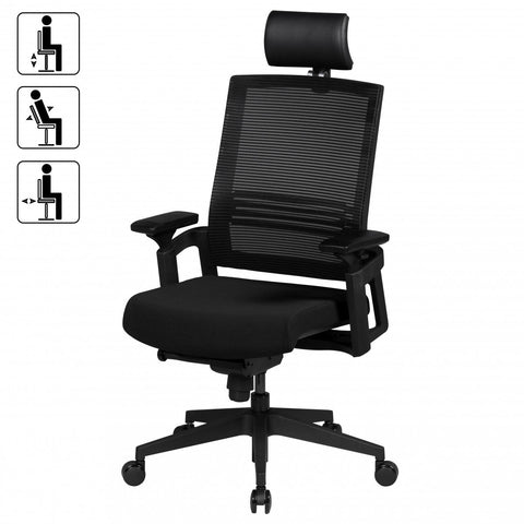 Rootz Office Chair - A1 Fabric - Black - Executive Chair with Armrests - 120kg Swivel Chair - X-XL Size - Headrest