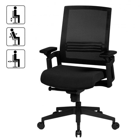 Rootz Office Chair - A2 Fabric - Black - Executive Chair with Armrests - 120kg Swivel Chair - Synchronous Mechanism