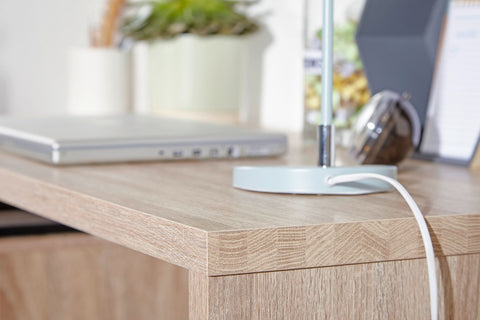 Rootz Computer Desk with 3 Drawers - Modern Sonoma White - Space-Saving Laptop Table with Shelf - Ideal for Teenagers - 120 x 76 x 53 cm -