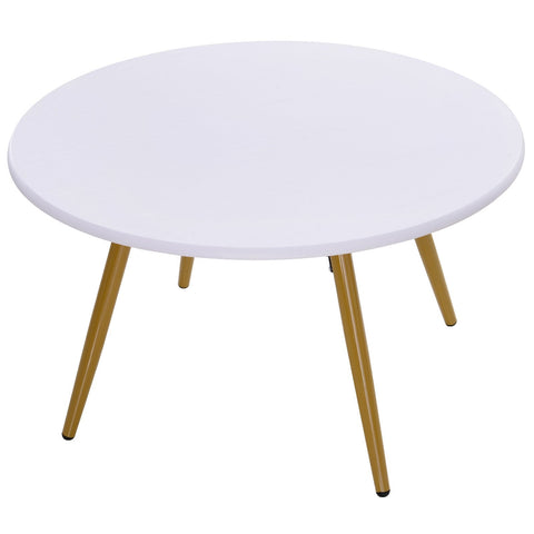 Rootz Couchtisch - Beistelltisch - Couchtisch - Runder Tisch - Holz - Ø80 x 45 cm - Metall - Weiß - Braun