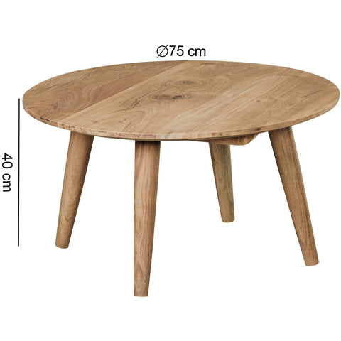 Rootz Coffee Table - Coffee Table - Solid Wood - Acacia Wood - Round Table - 75 x 75 x 40 cm