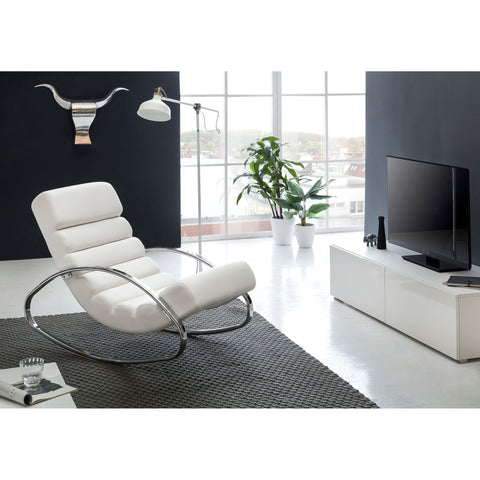 Rootz Lounge chair - Rocking chair - Relax armchair - Ergonomic - Relax chair - White / Brown - Artificial leather - Metal