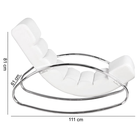 Rootz Lounge chair - Rocking chair - Relax armchair - Ergonomic - Relax chair - White / Brown - Artificial leather - Metal