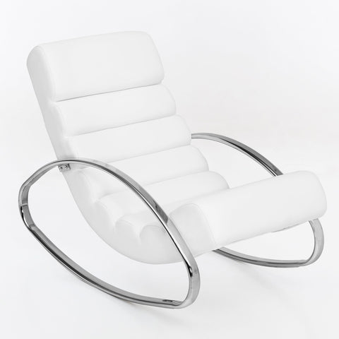 Rootz Lounge chair - Rocking chair - Relax armchair - Ergonomic - Relax chair - White / Brown - Artificial leather - Metal
