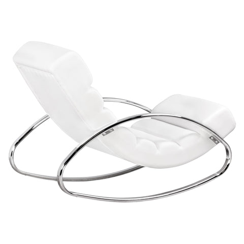 Rootz Lounge chair - Rocking chair - Relax armchair - Ergonomic - Relax chair - White / Brown - Artificial leather - Metal