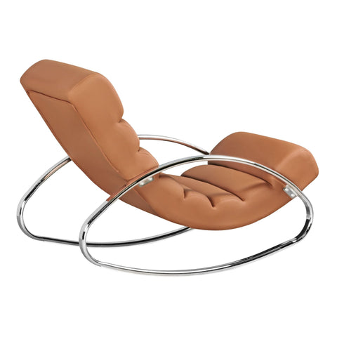 Rootz Lounge chair - Rocking chair - Relax armchair - Ergonomic - Relax chair - White / Brown - Artificial leather - Metal