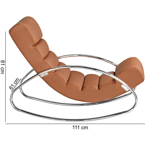 Rootz Lounge chair - Rocking chair - Relax armchair - Ergonomic - Relax chair - White / Brown - Artificial leather - Metal