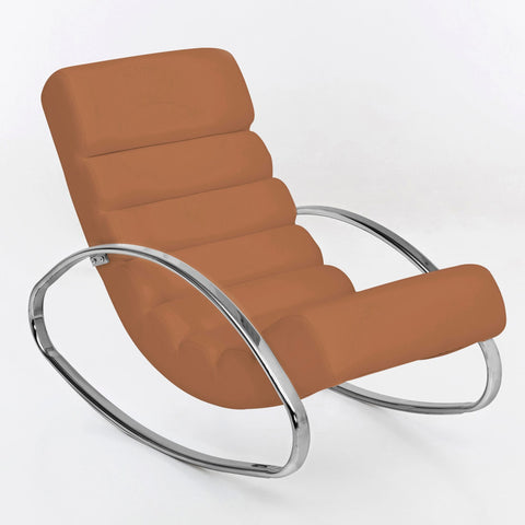 Rootz Lounge chair - Rocking chair - Relax armchair - Ergonomic - Relax chair - White / Brown - Artificial leather - Metal