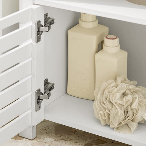 Rootz ondergootsteenkast - badkamermeubel - badkameropbergkast met dubbele lattendeuren