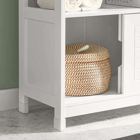 Rootz Witte badkamerkast voor onder de wastafel met plank en dubbele schuifdeur - 60x30x60cm