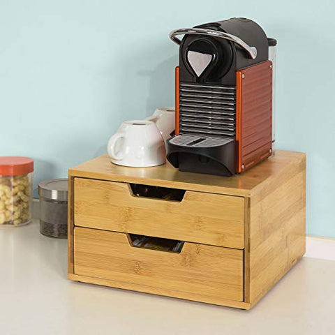 Rootz Kaffeemaschinenständer &amp; Kaffeepad-Kapsel-Teebeutel-Box-Halter-Organizer mit 2 Schubladen