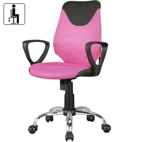 Rootz Swivel Chair - Children's Desk - Black & Pink - Backrest - Ergonomic & Height Adjustable