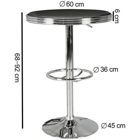 Rootz Bar Table - American Diner - Bistro Table - High Table - Standing Table - Black - Aluminium