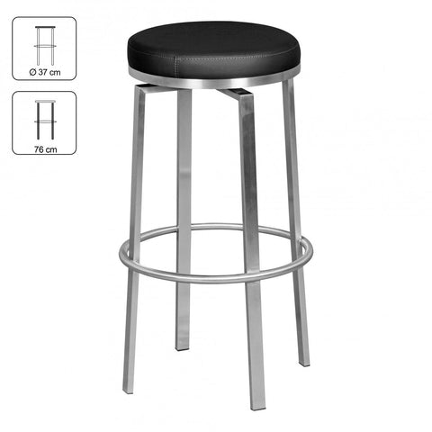 Rootz Bar Stool - Durable M8 - Black Stainless Steel Bar Stool - Modern Bar Chair - Swivel Counter Stool with Legs