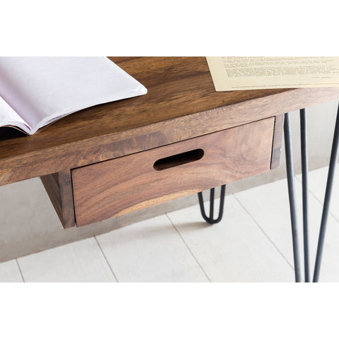 Rootz Desk - Work Table - Solid Wood Desk - Office Table - - Brown