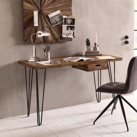 Rootz Desk - Work Table - Solid Wood Desk - Office Table - - Brown