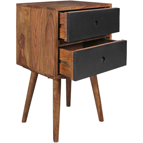 Rootz Bedside Table - Retro Bedside Table - Wooden Bedside Table - Console - Brown/Black - Wood